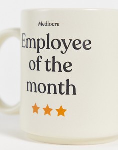 Кружка с надписью "Employee of the month" Typo-Светло-бежевый цвет