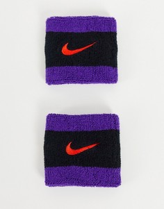 Фиолетовые напульсники с логотипом-галочкой Nike-Фиолетовый цвет