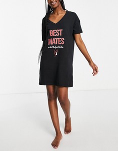 Черная ночная сорочка с надписью "Best Mates" Ann Summers-Черный цвет