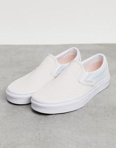 Бело-голубые кроссовки-слипоны в пастельную шахматную клетку Vans Classic-Голубой