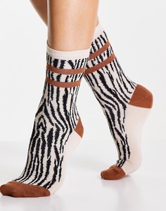 Кремовые бамбуковые носки с зебровым принтом Jonathan Aston-Светло-бежевый цвет