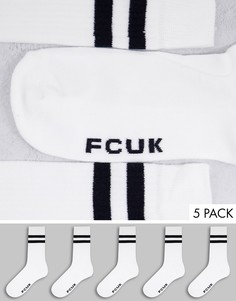Набор из 5 пар белых спортивных носков FCUK-Белый French Connection