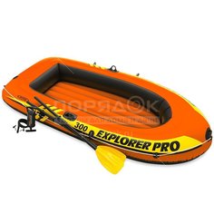 Лодка надувная Intex Explorer Pro 58358NP с веслами и насосом, 244х117х36 см
