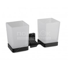 Стакан для зубных щеток, двойной, стекло, черный, Gappo, G0708-6