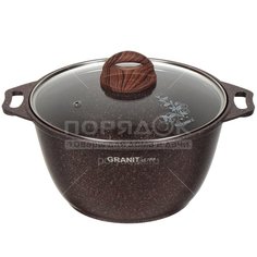 Кастрюля алюминий, антипригарное покрытие, 4 л, с крышкой, Kukmara, Granit Ultra, кга42а, красная