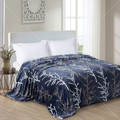 Плед евростандарт, 200х220 см, велсофт, 100% микрофибра, Silvano, синий, SТ-212