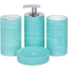 Набор для ванной Помело Y3-858 I.K, 4 предмета (дозатор, мыльница, стакан, подставка), голубой