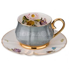 Набор чайный керамика, 2 шт, на 1 персону, 230 мл, Времена года, 275-1082, серый