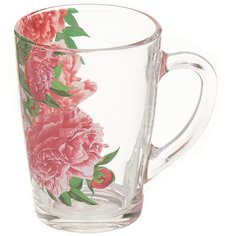 Кружка стекло, 300 мл, Пионы, Декостек, 334-Д