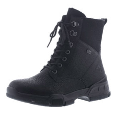 Ботинки Черные высокие ботинки из экокожи на подкладке из искусственной шерсти на утолщенной подошве Rieker