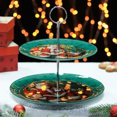 Блюдо 2 яруса круглое Доляна