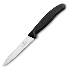 Нож кухонный Victorinox Swiss Classic, для чистки овощей и фруктов, 100мм, заточка прямая, стальной, черный [6.7733]