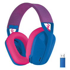 Гарнитура игровая Logitech G435, для ПК и игровых консолей, накладные, радио, синий / розовый [981-001062]