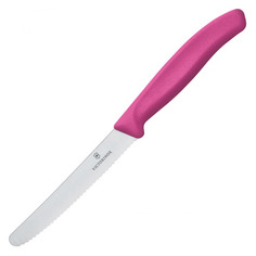 Нож кухонный Victorinox Swiss Classic, для овощей, 110мм, заточка серрейтор, стальной, розовый [6.7836.l115]