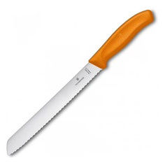 Нож кухонный Victorinox Swiss Classic, для хлеба, 210мм, заточка серрейтор, стальной, оранжевый [6.8636.21l9b]