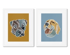 Набор из 2-х репродукций картин в раме happy dogs, no3 (картины в квартиру) мультиколор 42x52 см.