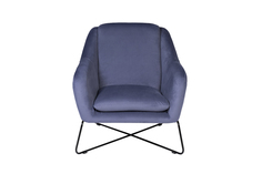 Кресло велюровое голубое/черный металл (garda decor) голубой 80x75x87 см.