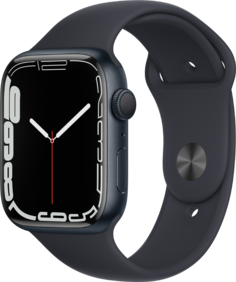 Умные часы Apple Watch Series 7, 45 мм, корпус из алюминия, спортивный ремешок (темная ночь)