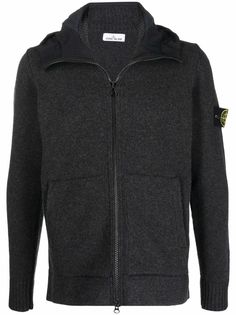 Stone Island худи на молнии с нашивкой-логотипом