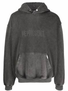 Represent худи с вышитой надписью и эффектом потертости