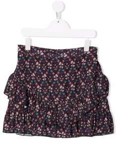 Miss Grant Kids ярусная юбка мини с цветочным принтом
