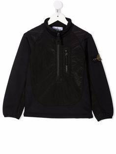 Stone Island Junior пуловер на молнии с нашивкой-логотипом