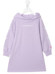 Emporio Armani Kids платье-джемпер с капюшоном и логотипом