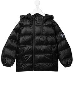 Emporio Armani Kids пуховик с нашивкой-логотипом и капюшоном