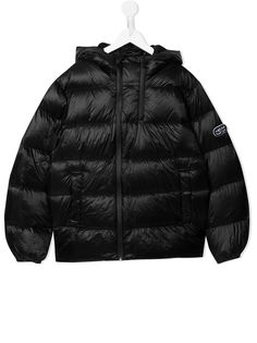 Emporio Armani Kids пуховик с капюшоном и нашивкой-логотипом