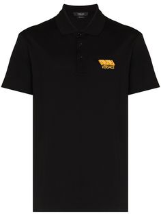 Versace рубашка поло с короткими рукавами и узором La Greca