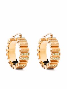 Versace серьги-кольца с кристаллами и узором Greca