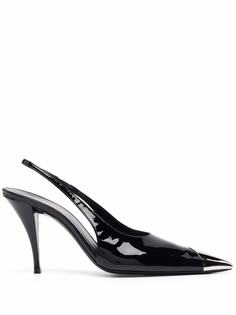 Saint Laurent лакированные туфли с ремешком на пятке