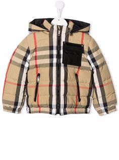 Burberry Kids двусторонний пуховик в клетку