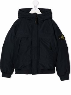 Stone Island Junior пуховик с нашивкой-логотипом