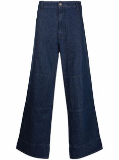 Raf Simons расклешенные джинсы с нашивкой-логотипом