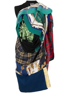 Junya Watanabe платье асимметричного кроя в технике пэчворк