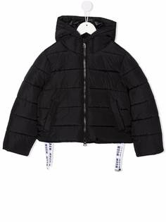 MSGM Kids пуховик с капюшоном и логотипом
