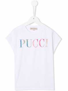 Emilio Pucci Junior футболка с логотипом и блестками