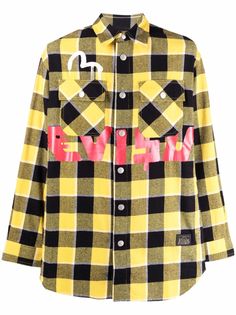 Evisu клетчатая рубашка с логотипом