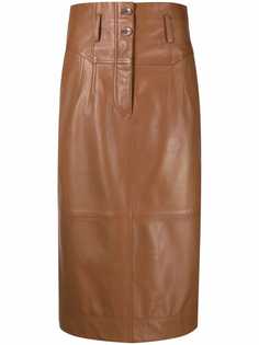 Alberta Ferretti кожаная юбка миди с завышенной талией
