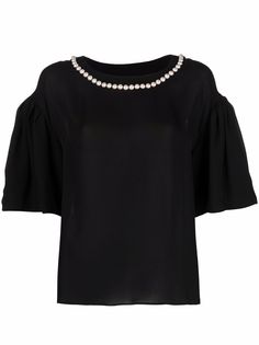 Moschino шелковая блузка с искусственным жемчугом