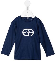 Emporio Armani Kids футболка с длинными рукавами и монограммой