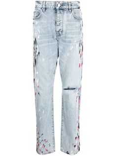 AMIRI прямые джинсы с эффектом разбрызганной краски