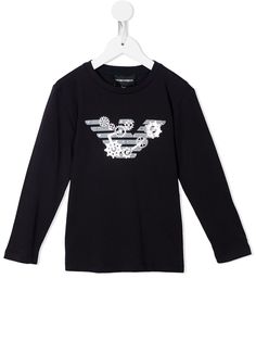 Emporio Armani Kids футболка с длинными рукавами и монограммой