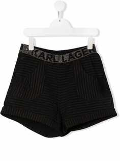 Karl Lagerfeld Kids шорты в тонкую полоску с логотипом