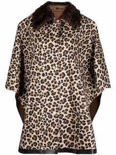 Mackintosh двубортное пальто-кейп с леопардовым принтом