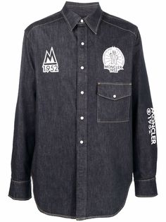 Moncler джинсовая рубашка с логотипом
