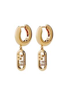 Fendi позолоченные серьги-кольца OLock с кристаллами
