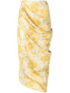 yuhan wang юбка с драпировкой и цветочным принтом