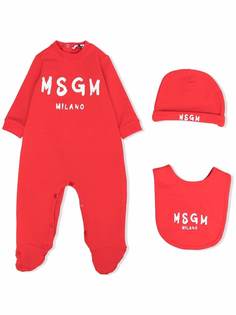 MSGM Kids ромпер с длинными рукавами и логотипом
